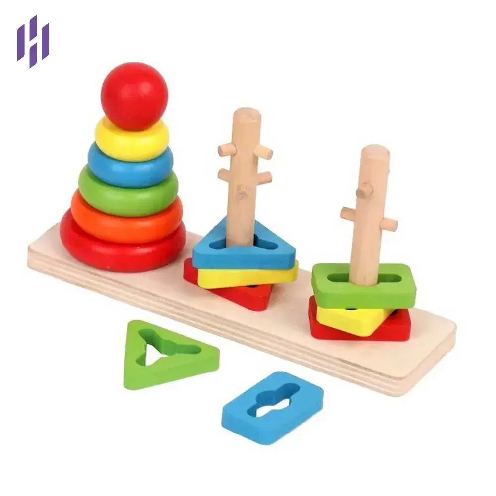 Rainbow Three Column Tower – Wooden Educational Toy