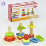 Rainbow Three Column Tower – Wooden Educational Toy